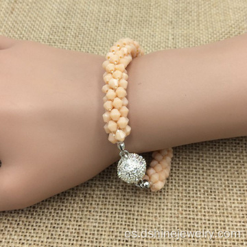 Mini de cristal pulsera de imán de bola de diamante de imitación de perlas para las mujeres